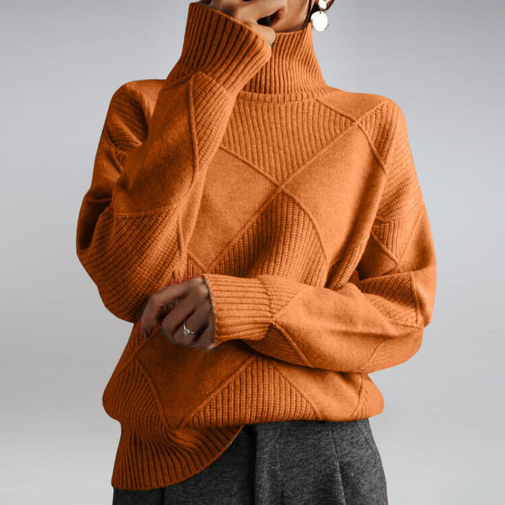 Vera - Geometric Knit Turtleneck Sweater 1