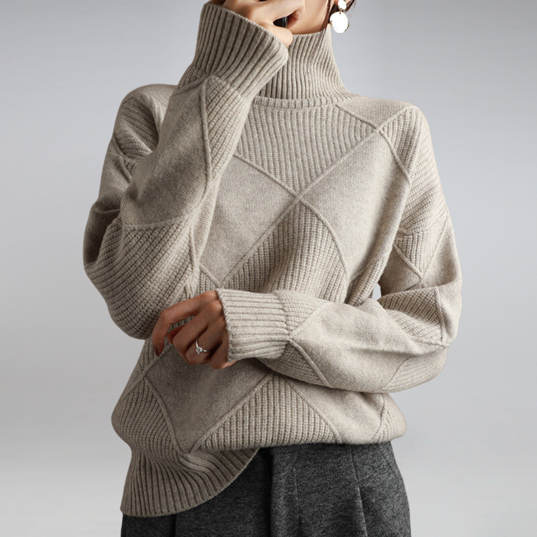 Vera - Geometric Knit Turtleneck Sweater 5