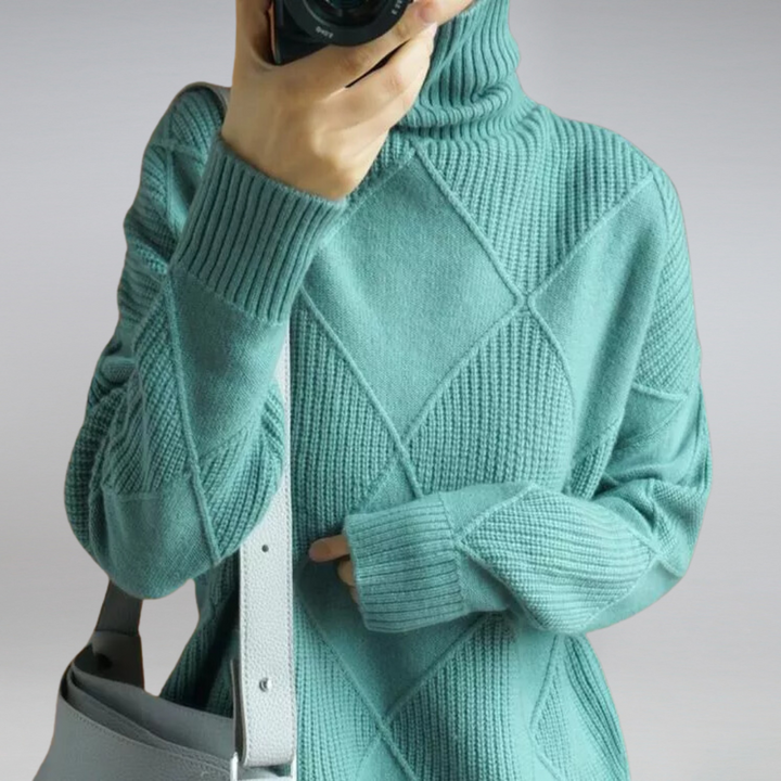 Vera - Geometric Knit Turtleneck Sweater 8