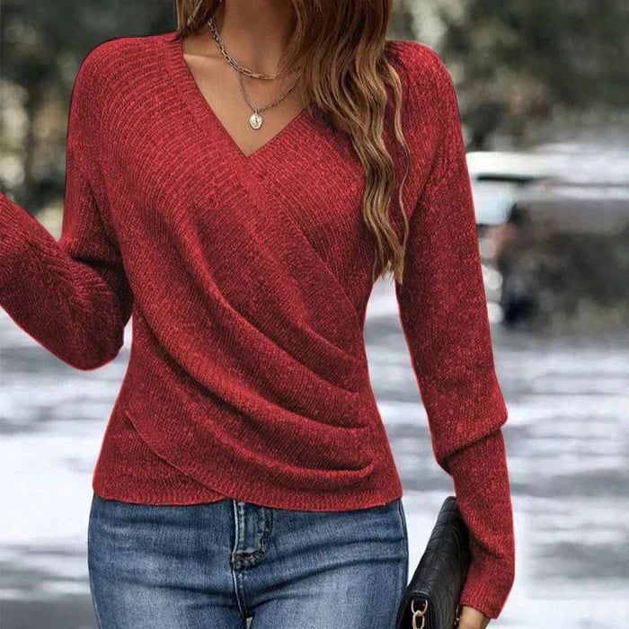 Verity - Draped Wrap Front Knit Top 4