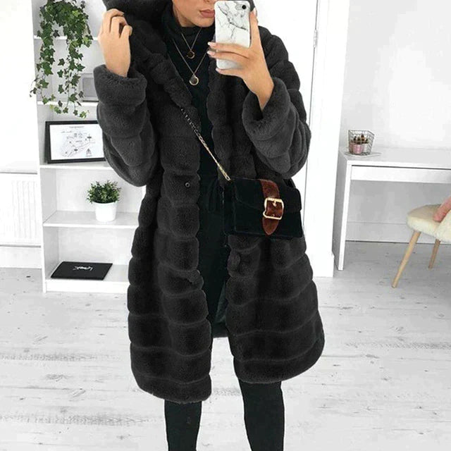 Vigdis - Long Faux Fur Hooded Coat 1