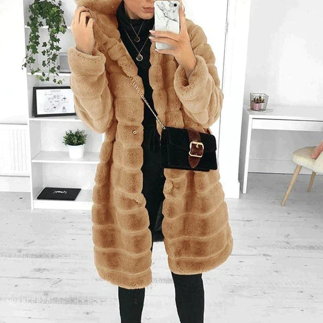 Vigdis - Long Faux Fur Hooded Coat 2