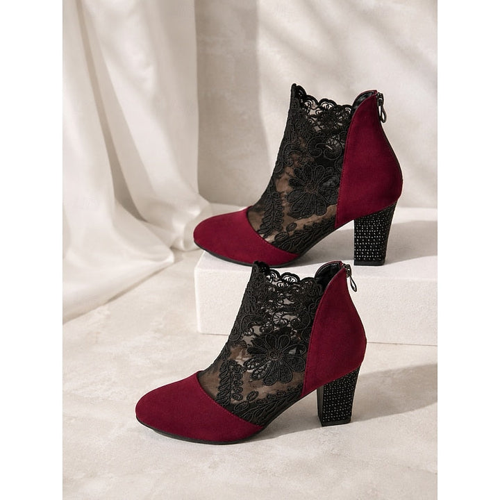 Wendelien | Women's Lace Block Heel Ankle Boots 6