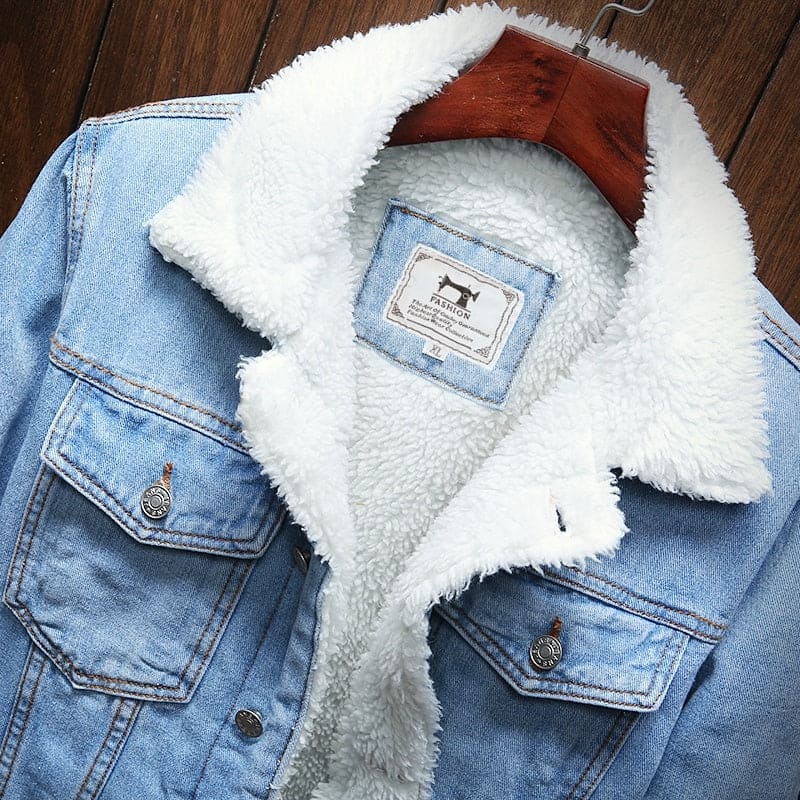 Wessel | Men's Sherpa Lined Denim Trucker Jacket 2