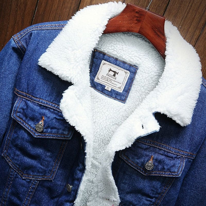 Wessel | Men's Sherpa Lined Denim Trucker Jacket 4