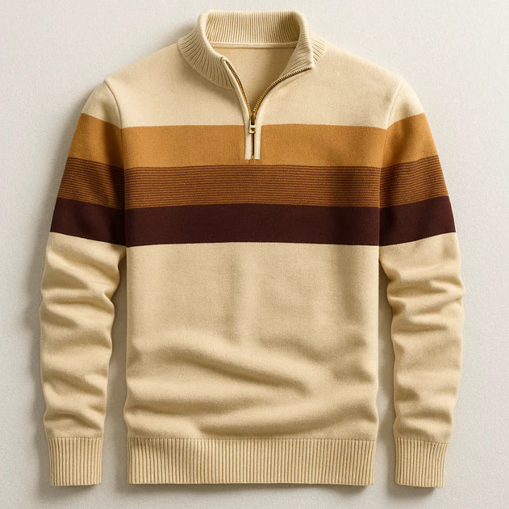Weston - Striped Quarter-Zip Knit Sweater 3