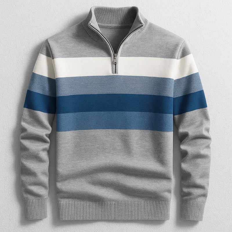 Weston - Striped Quarter-Zip Knit Sweater 5