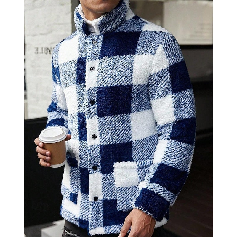 Wiebe | Men's Plaid Sherpa Fleece Shirt Jacket 10