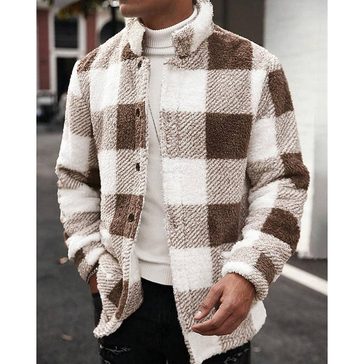 Wiebe | Men's Plaid Sherpa Fleece Shirt Jacket 3