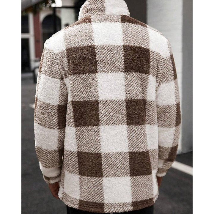 Wiebe | Men's Plaid Sherpa Fleece Shirt Jacket 4