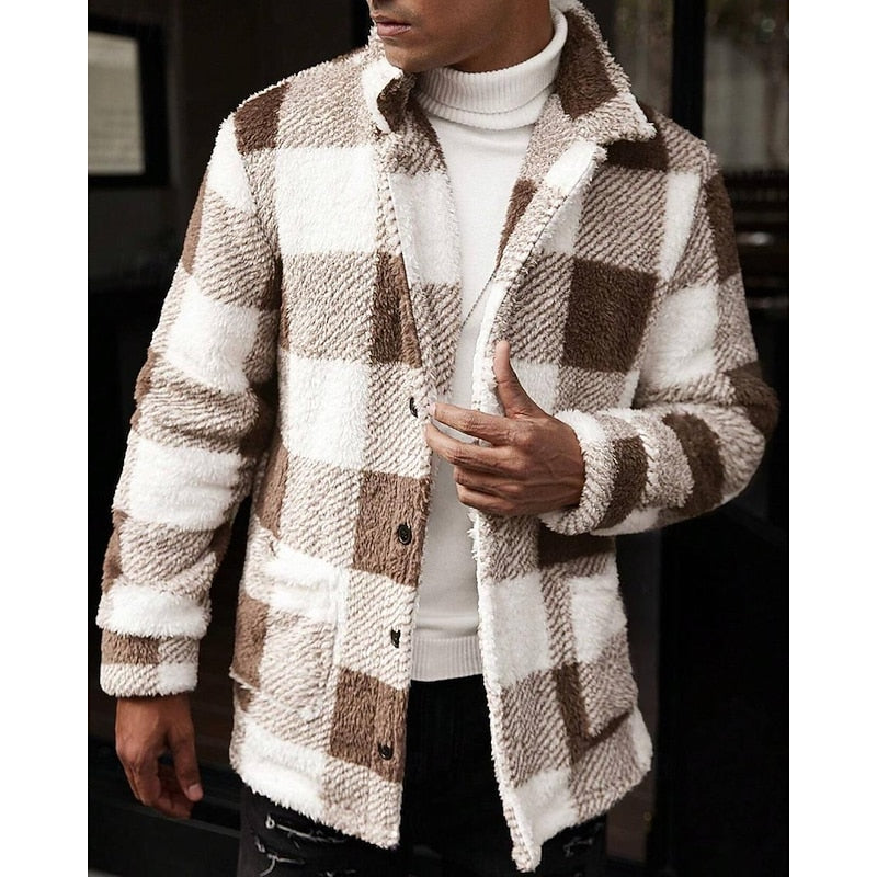 Wiebe | Men's Plaid Sherpa Fleece Shirt Jacket 5