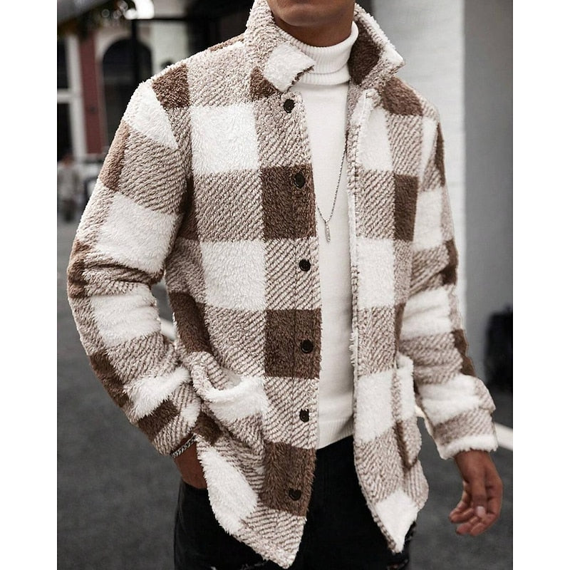 Wiebe | Men's Plaid Sherpa Fleece Shirt Jacket 6