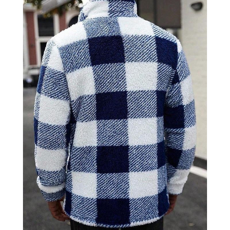 Wiebe | Men's Plaid Sherpa Fleece Shirt Jacket 7