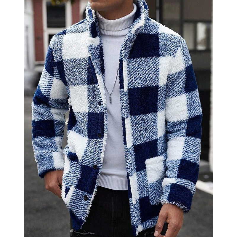 Wiebe | Men's Plaid Sherpa Fleece Shirt Jacket 8