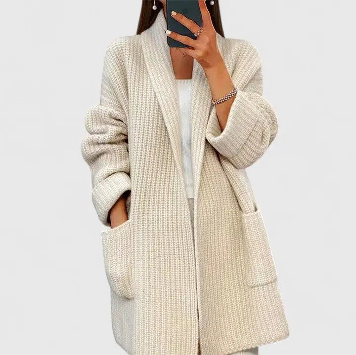 Wietske | Women's Long Cardigan Oversized Knit Open Front 1