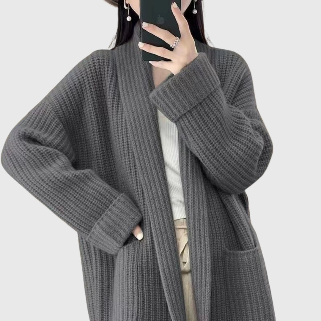 Wietske | Women's Long Cardigan Oversized Knit Open Front 3
