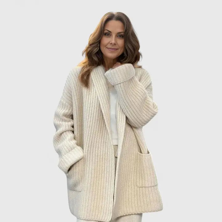 Wietske | Women's Long Cardigan Oversized Knit Open Front 4