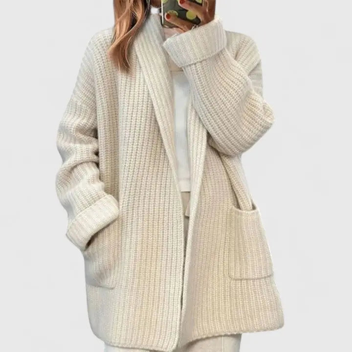 Wietske | Women's Long Cardigan Oversized Knit Open Front 5