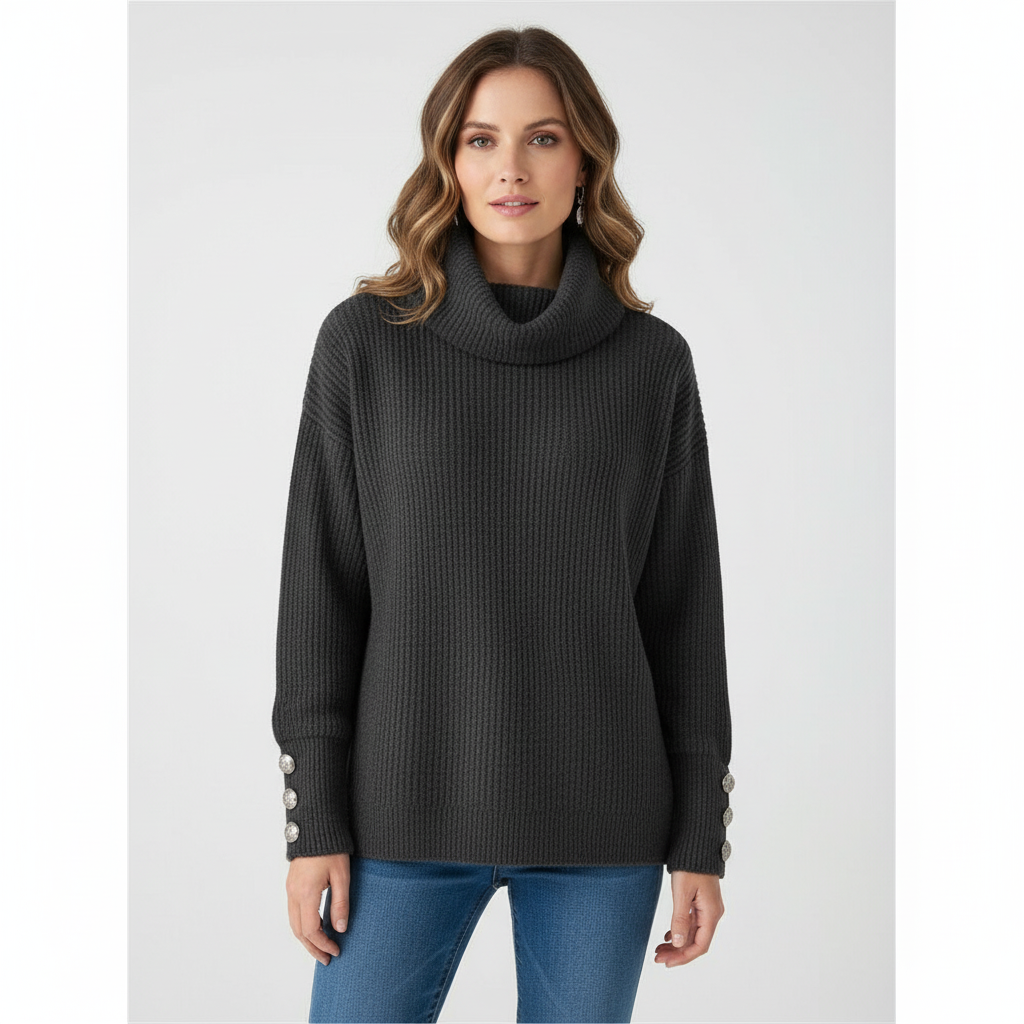 Willemijn | Women's Cowl Neck Sweater Tunic Knit Pullover Oversized 1