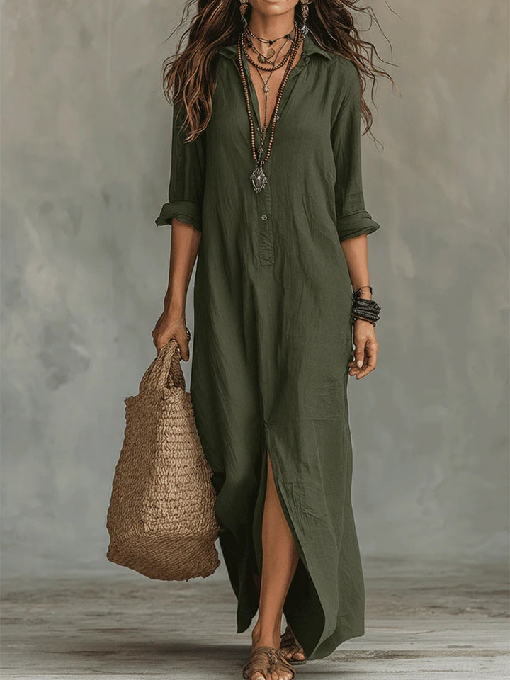 Willow - Effortless Button Flowy Maxi Fall Dress 3