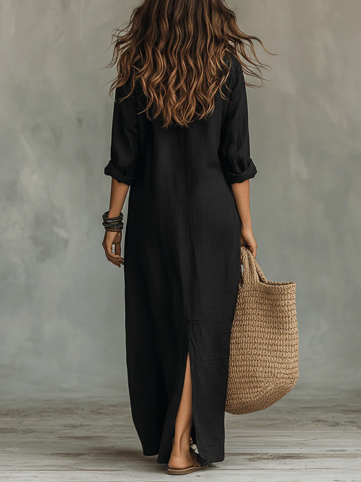 Willow - Effortless Button Flowy Maxi Fall Dress 5