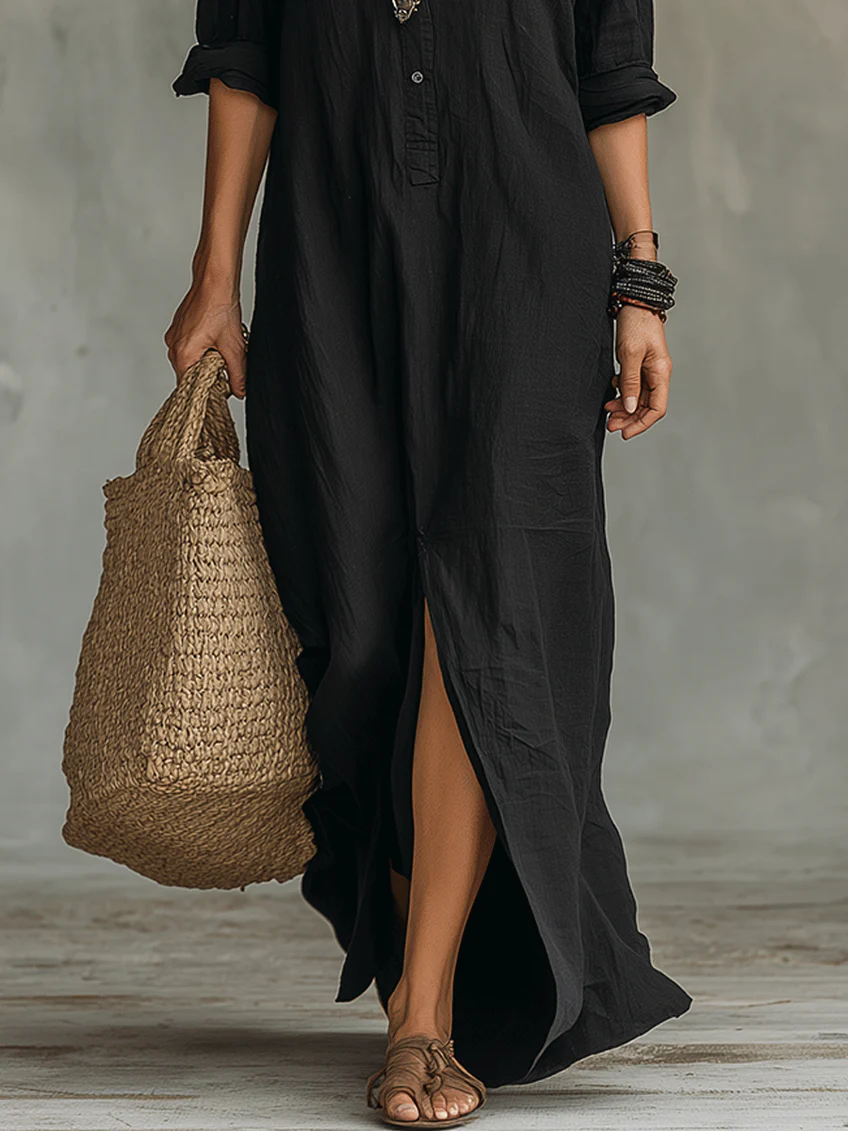 Willow - Effortless Button Flowy Maxi Fall Dress 7