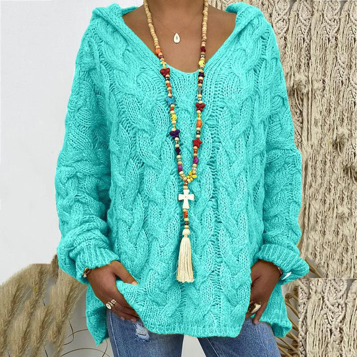Winifred | Women's Hooded Cable Knit Sweater Oversized Pullover 1