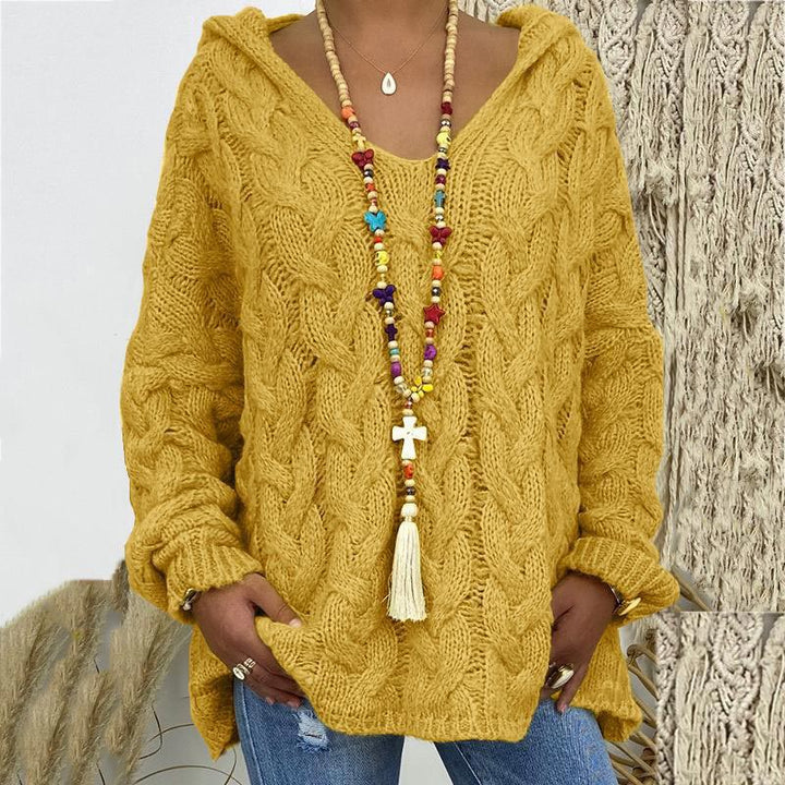 Winifred | Women's Hooded Cable Knit Sweater Oversized Pullover 10