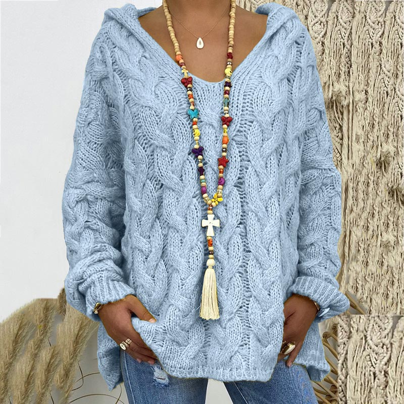 Winifred | Women's Hooded Cable Knit Sweater Oversized Pullover 2