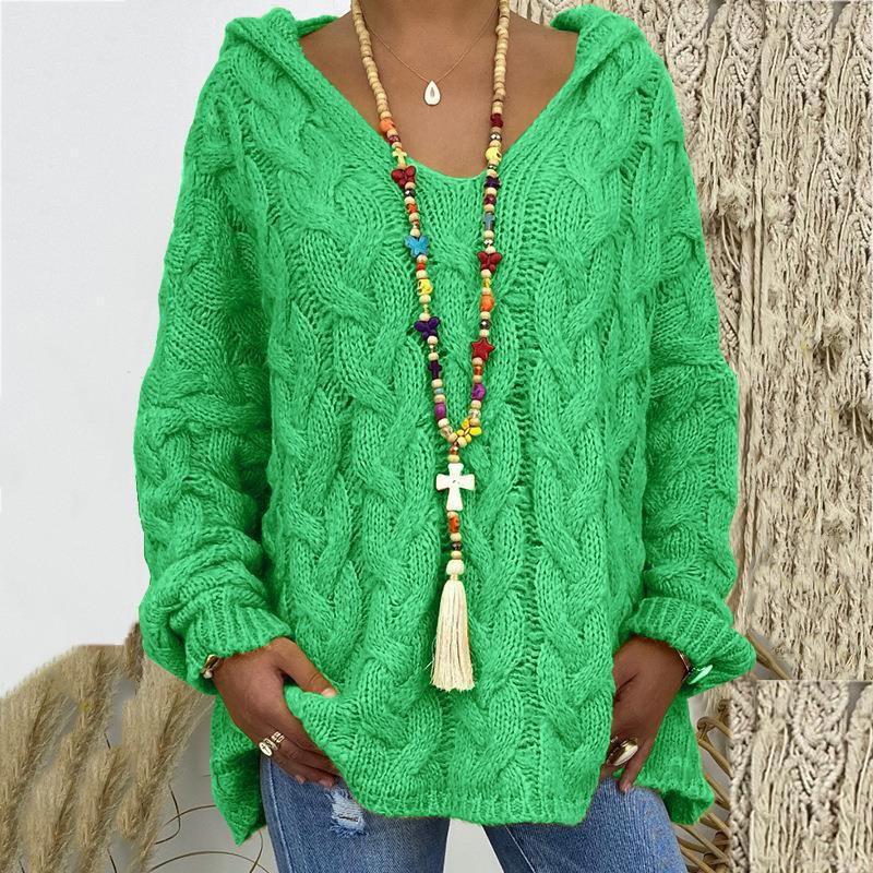 Winifred | Women's Hooded Cable Knit Sweater Oversized Pullover 3
