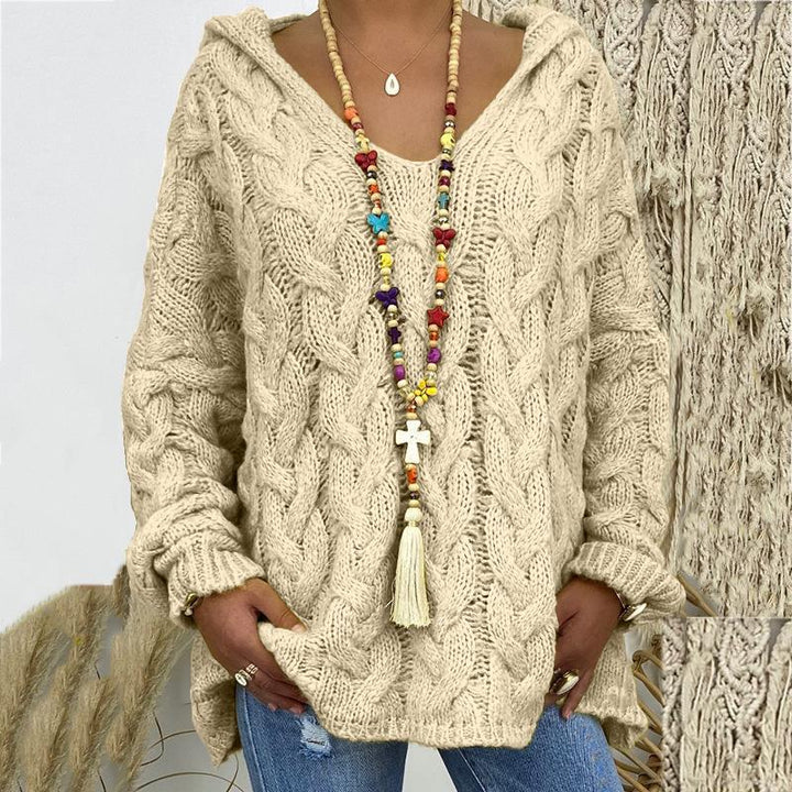 Winifred | Women's Hooded Cable Knit Sweater Oversized Pullover 5