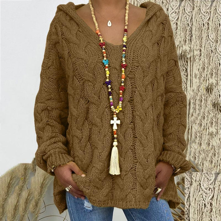 Winifred | Women's Hooded Cable Knit Sweater Oversized Pullover 6