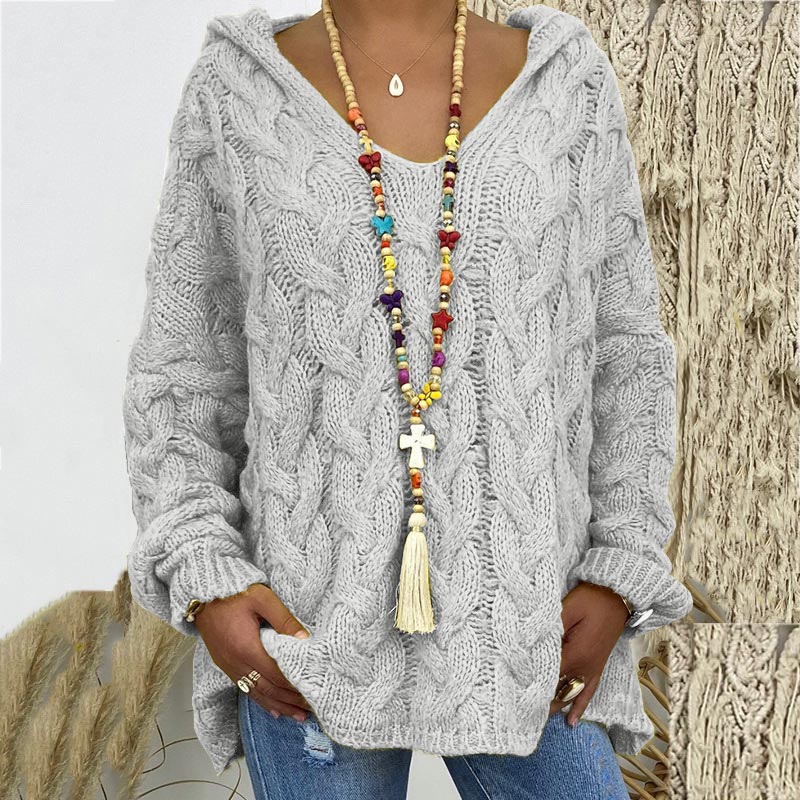 Winifred | Women's Hooded Cable Knit Sweater Oversized Pullover 8