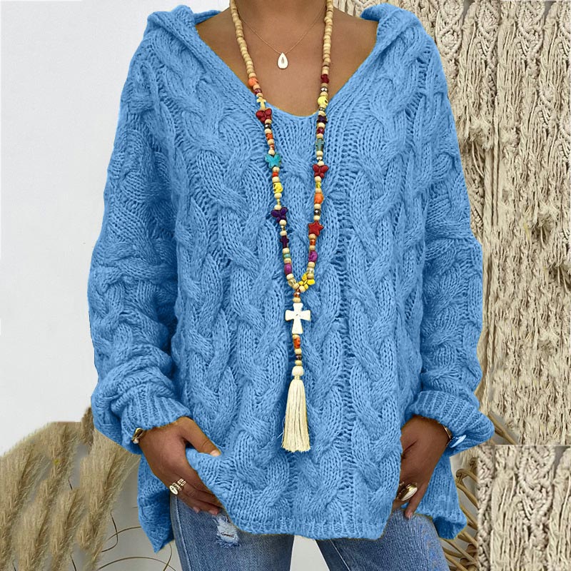 Winifred | Women's Hooded Cable Knit Sweater Oversized Pullover 9
