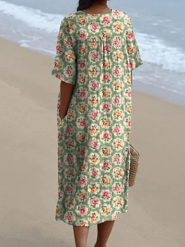Leanne™ | Vintage Floral Dress in Water Green