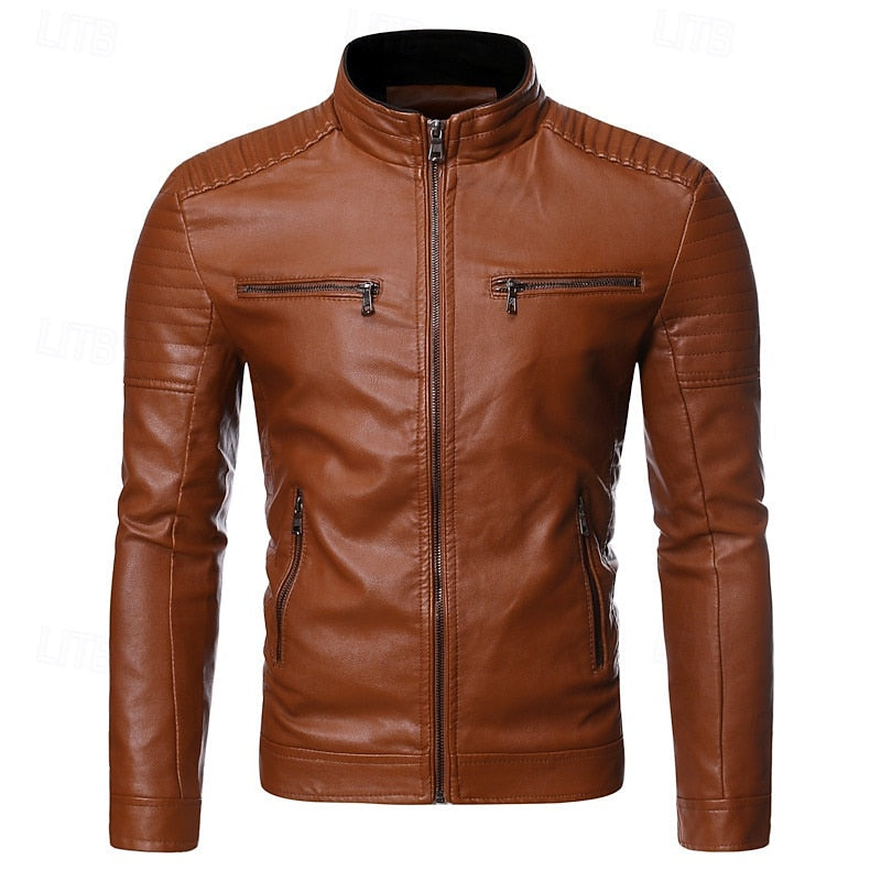 Xavier - Ribbed Biker Leather Jacket 1