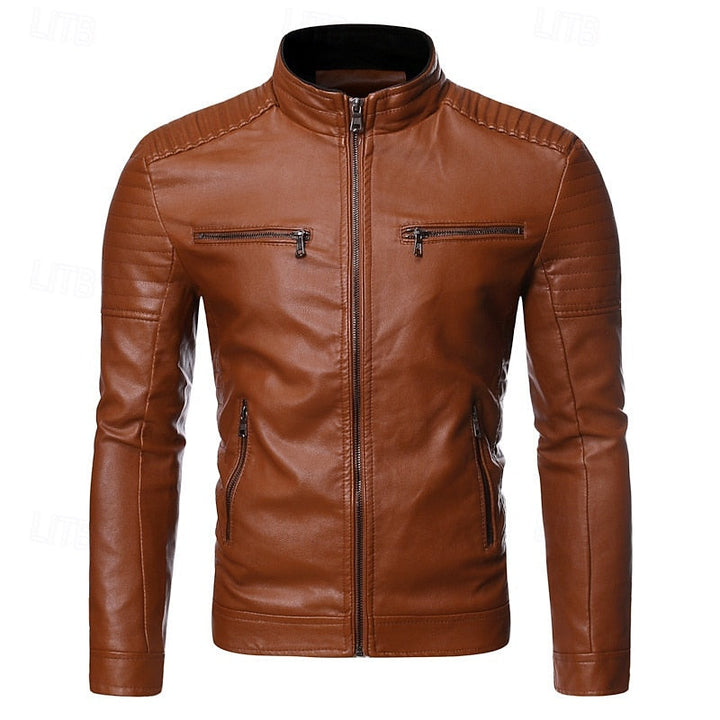 Xavier - Ribbed Biker Leather Jacket 1