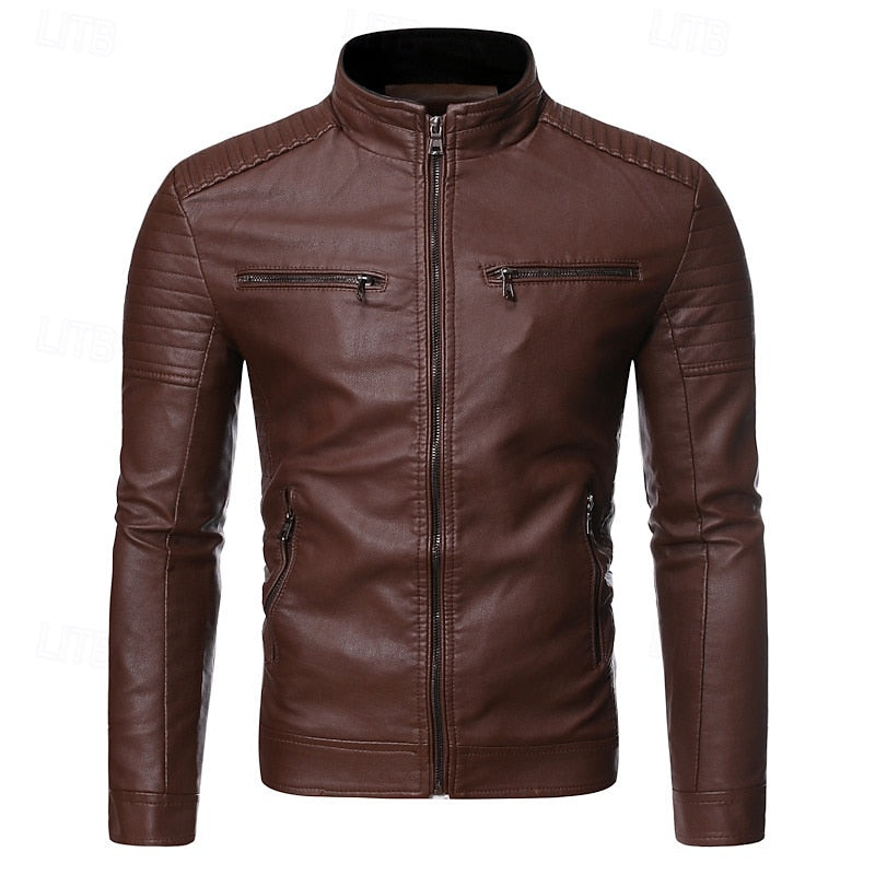 Xavier - Ribbed Biker Leather Jacket 2