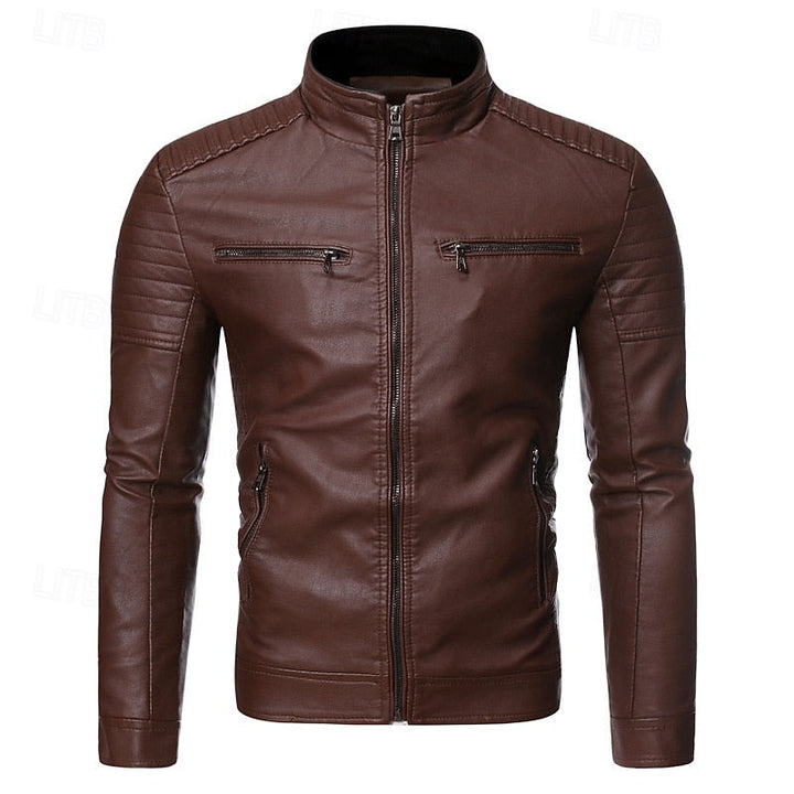 Xavier - Ribbed Biker Leather Jacket 2