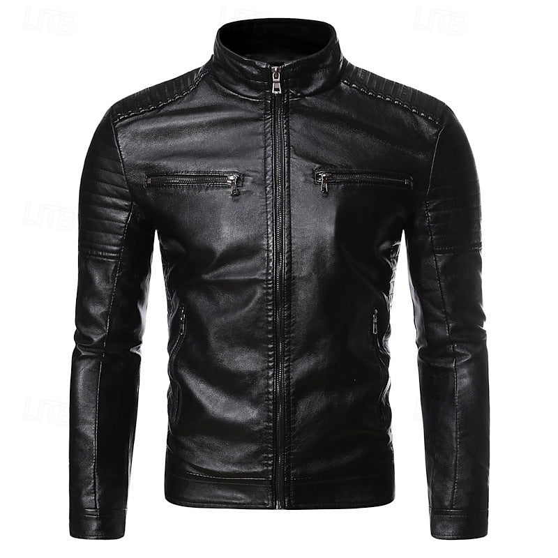 Xavier - Ribbed Biker Leather Jacket 3