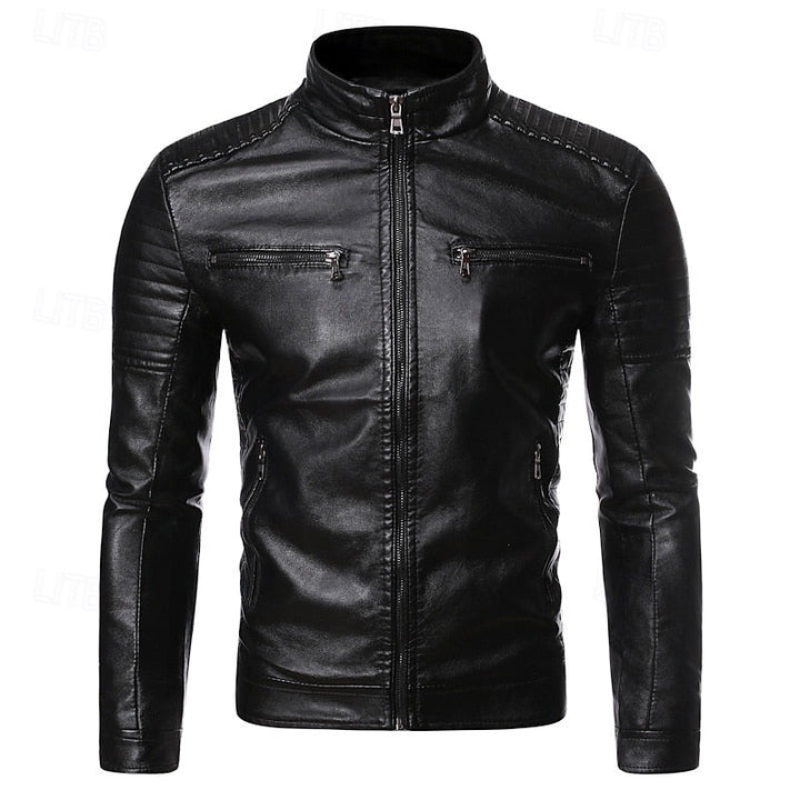 Xavier - Ribbed Biker Leather Jacket 3