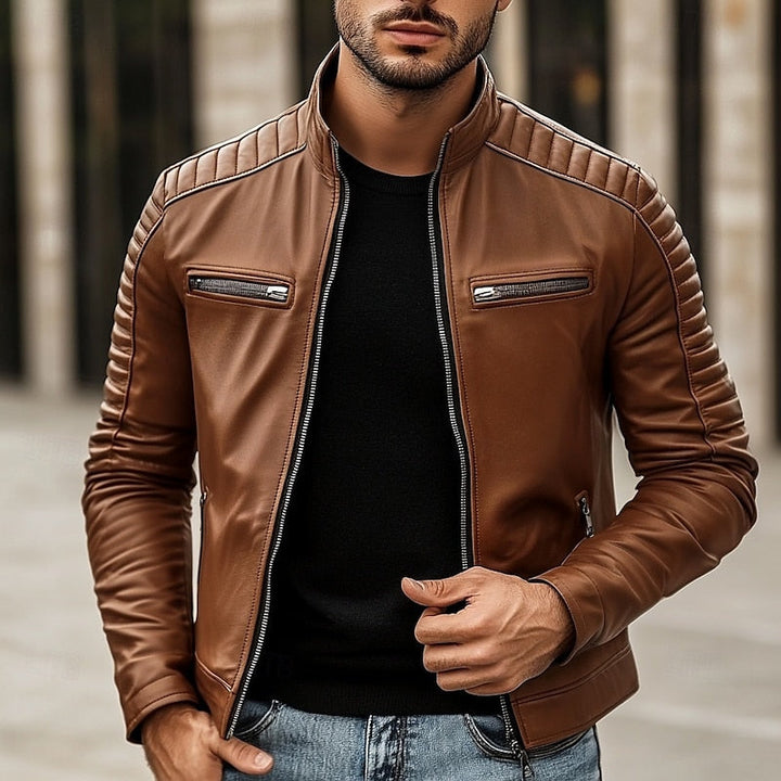Xavier - Ribbed Biker Leather Jacket 4