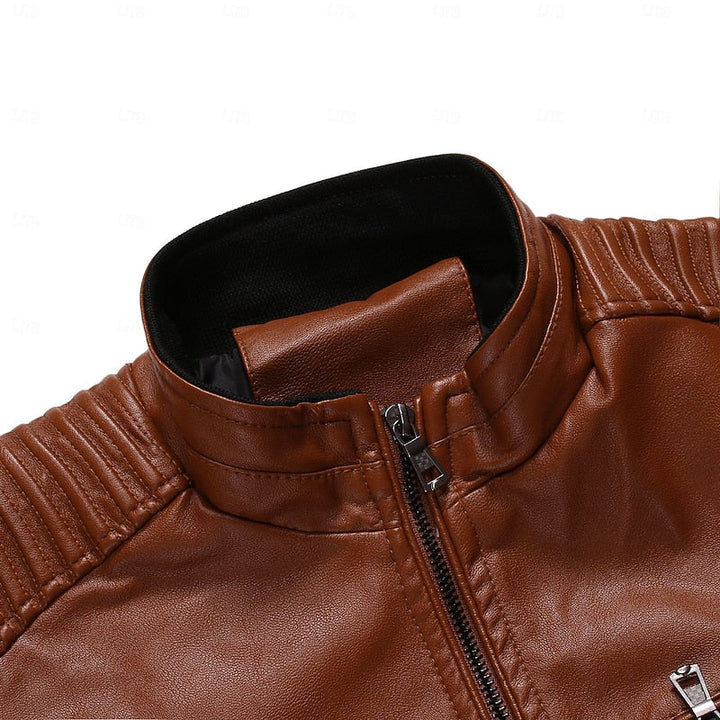 Xavier - Ribbed Biker Leather Jacket 6