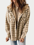 Xenia | Women's Plaid Shacket Sherpa Lined Hooded