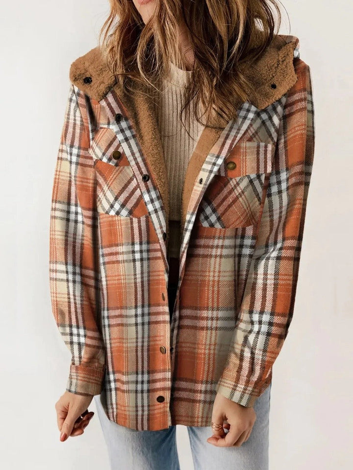 Xenia | Women's Plaid Shacket Sherpa Lined Hooded 6