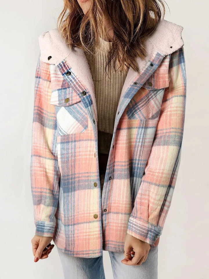Xenia | Women's Plaid Shacket Sherpa Lined Hooded 7