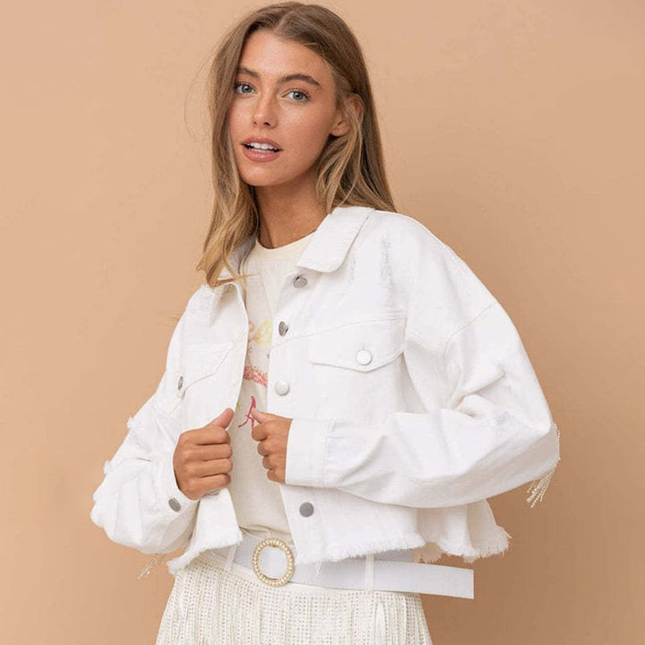 Zara - Sequin Star Fringe Denim Jacket 3