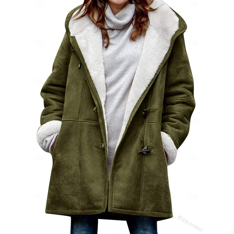 Zwaantje | Women's Sherpa Lined Hooded Toggle Duffle Coat 3