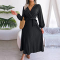 Amy Black Elegant Maxi Dress with V-Neck Festive Boho Style